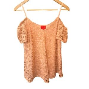 5️⃣Christina Lace Cold-Shoulder Light Orange/Peach Top